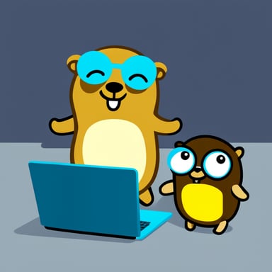 Go Blue Gopher with laptop