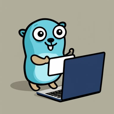 Go Blue Gopher with laptop