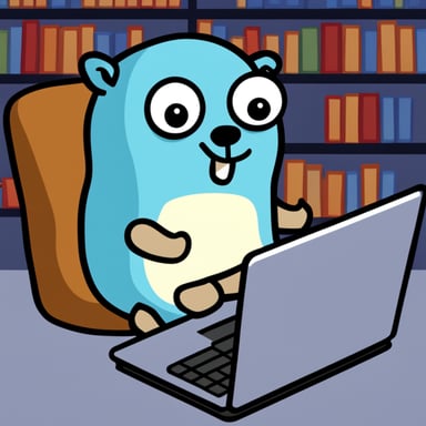 Go Blue Gopher with laptop