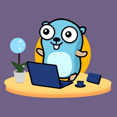 Go Blue Gopher with laptop