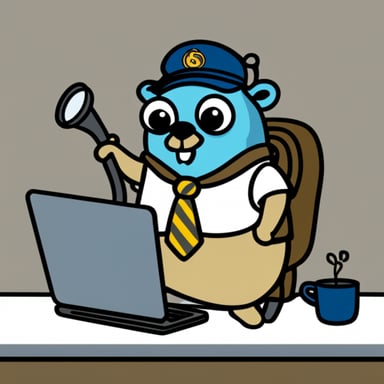 Fatigue Go Blue Gopher with laptop