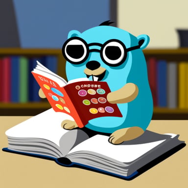 Go Blue Gopher reading a magazine.