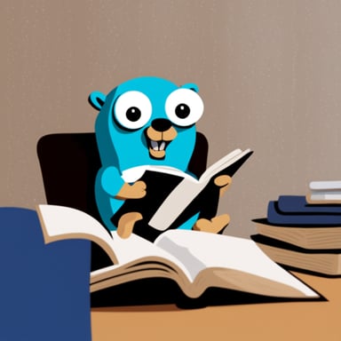 Go Blue Gopher reading a magazine.
