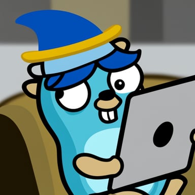 Go Blue Gopher reading an article on an iPad.
