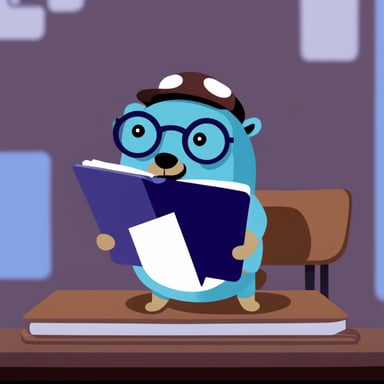 Go Blue Gopher reading an article on an iPad.
