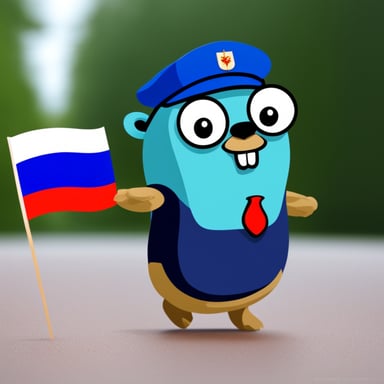 Go Blue Gopher with Russian flag