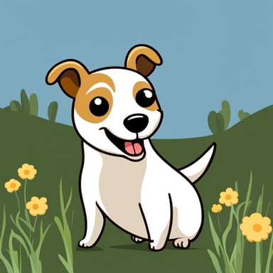 Happy and cute Go Blue Gopher like a Jack Russell Terrier.