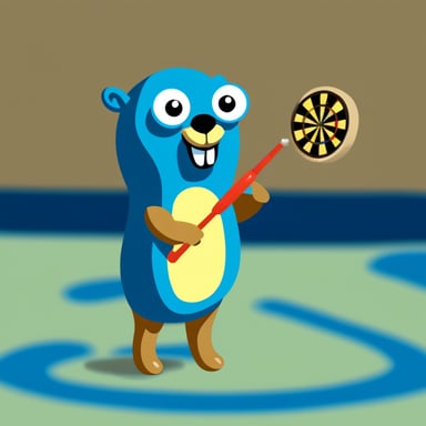 Go Blue Gopher is playing darts.
