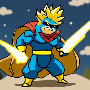 Go blue gopher powers up as Super Saiyan.