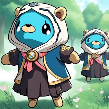 A go blue gopher as a magical girl from Japanese anime transforms with elegance and fights evil with her unique powers, bringing peace and harmony wherever she goes.