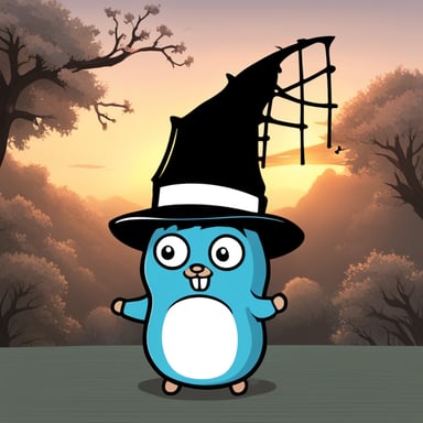 Go Blue Gopher as a Shinigami from Bleach anime, Japanese style character.