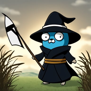 Go Blue Gopher as a Shinigami from Bleach anime, Japanese style character.