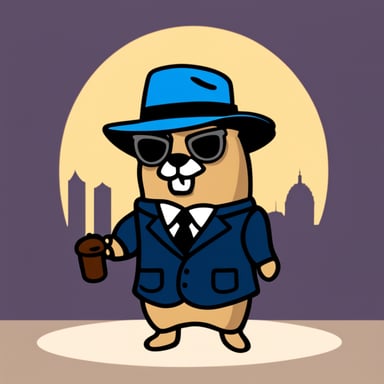Go Blue Gopher as the Godfather wearing a fedora hat.