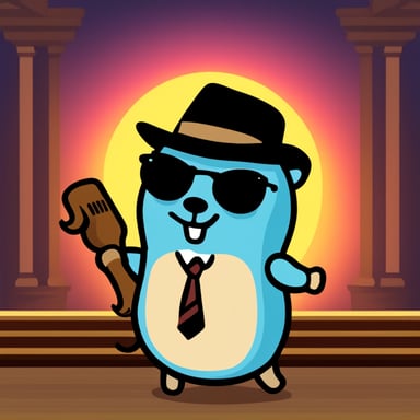 Go Blue Gopher as the Godfather wearing a fedora hat.