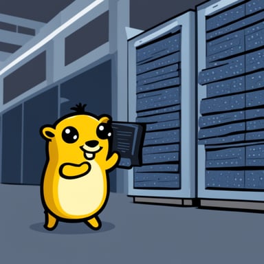 Happy Go Blue Gopher capturing network packets.