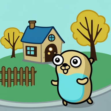 Go Blue Gopher holding a house.