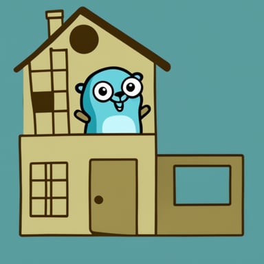 Go Blue Gopher holding a house.
