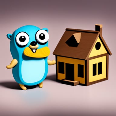 Go Blue Gopher holding a house.