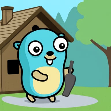 Go Blue Gopher holding a house.