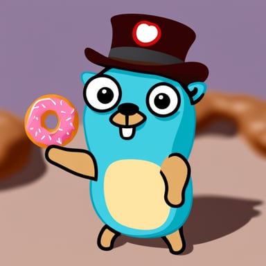Go Blue Gopher eating a donut.