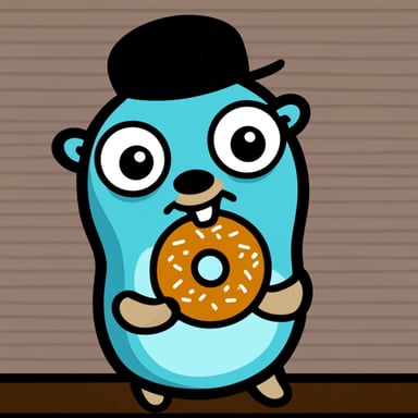 Go Blue Gopher eating a donut.