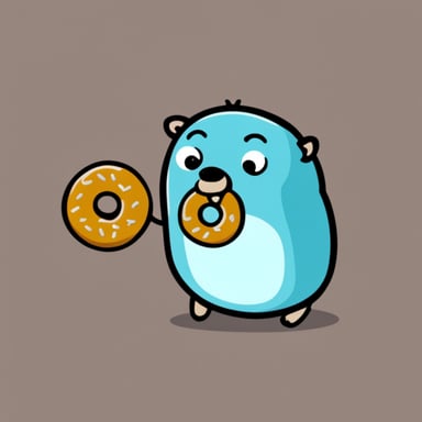 Go Blue Gopher eating a donut.