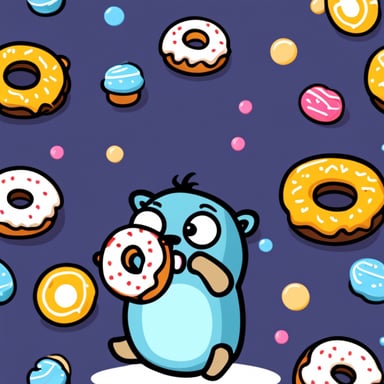 Go Blue Gopher eating a donut.