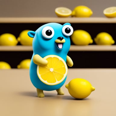 Go Blue Gopher in a lemon stand.