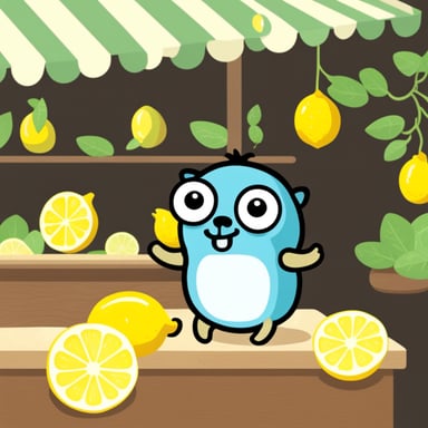 Go Blue Gopher in a lemon stand.