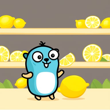 Go Blue Gopher in a lemon stand.