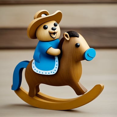 Go Blue Gopher on a happy wooden hobby horse.