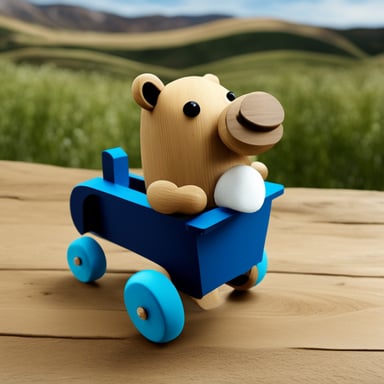 Go Blue Gopher on a happy wooden hobby horse.