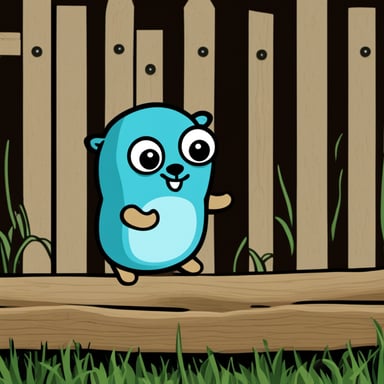 Go Blue Gopher counting things in a wooden fence.