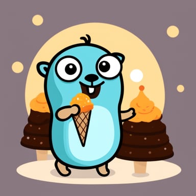 Go Blue Gopher eating chocolate ice cream.