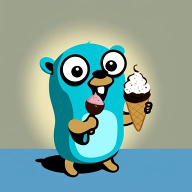 Go Blue Gopher eating chocolate ice cream.
