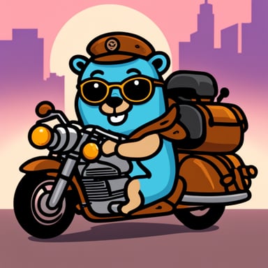 Go Blue Gopher riding motorcycle with sidecar.