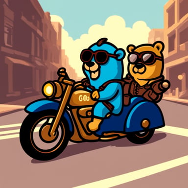 Go Blue Gopher riding motorcycle with sidecar.