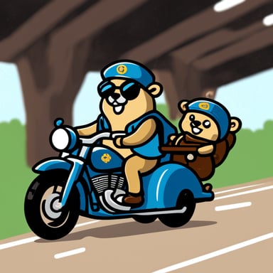 Go Blue Gopher riding motorcycle with sidecar.