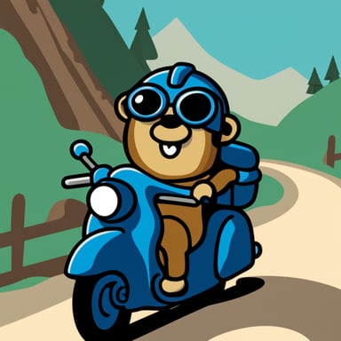 Go Blue Gopher riding a motorcycle with a sidecar.