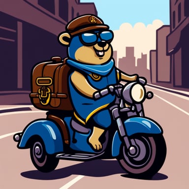 Go Blue Gopher riding a motorcycle with a sidecar.