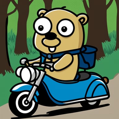 Go Blue Gopher in a motorcycle with a sidecar.