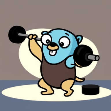 Go Blue Gopher lifting weights.