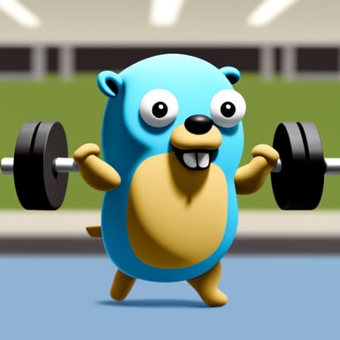 Go Blue Gopher lifting weights.