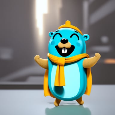 Happy Go Blue Gopher in corporation