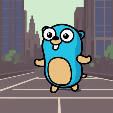 Happy Go Blue Gopher in corporation