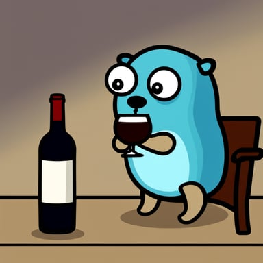 A go blue gopher drinking red wine.