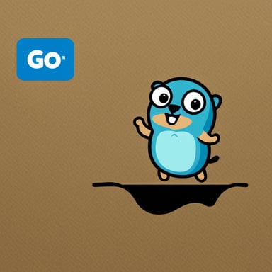 A gopher with the Adobe logo, named Go Blue Gopher.