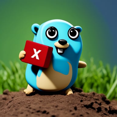 A gopher with the Adobe logo, named Go Blue Gopher.
