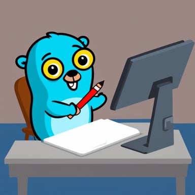 Go Blue Gopher, the hard-working gopher, writing data to the database.