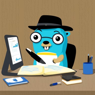 Go Blue Gopher, the hard-working gopher, writing data to the database.